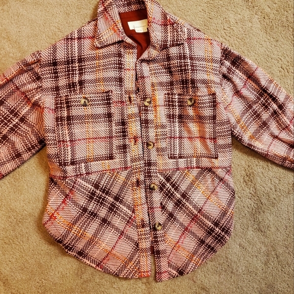 Anthropologie burgendy plaod jacket S - Picture 3 of 8